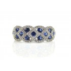 1.04 Cts. 18K White Gold 13 Blue Sapphire Stones Ring